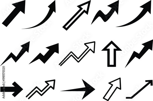Arrows set of 15 black icons. Arrow vector collection icons. Arrow. Cursor. Modern simple arrows. Vector illustration.