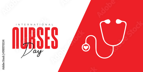 International nurse day Calligraphy on white and red background. International Nurses Day.