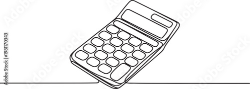 Continuous line drawing art of calculator accounting tool. one line drawing vector illustration