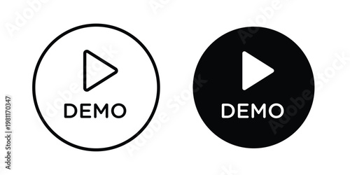 Demo video icon clip art collection. Editable stroke icons
