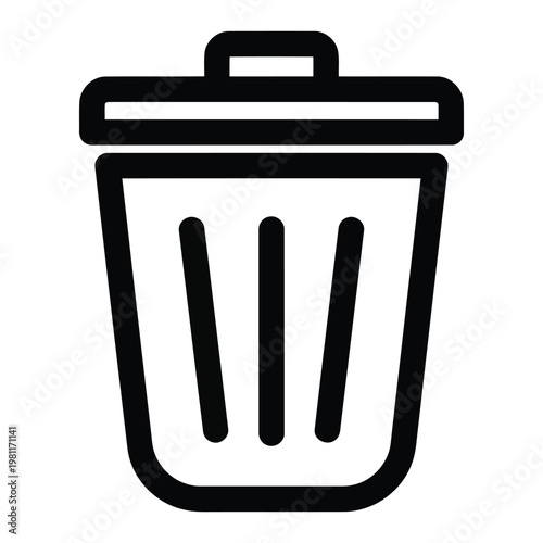 Minimalist Waste Bin Icon: A sleek, minimalistic illustration of a waste bin, perfect for conveying messages related to disposal, recycling, and waste management.