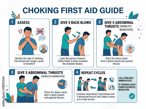 Choking First Aid Guide: Assess, Back Blows, Abdominal Thrusts