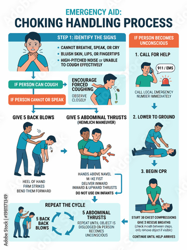 Choking Handling Process - Emergency Aid Infographic