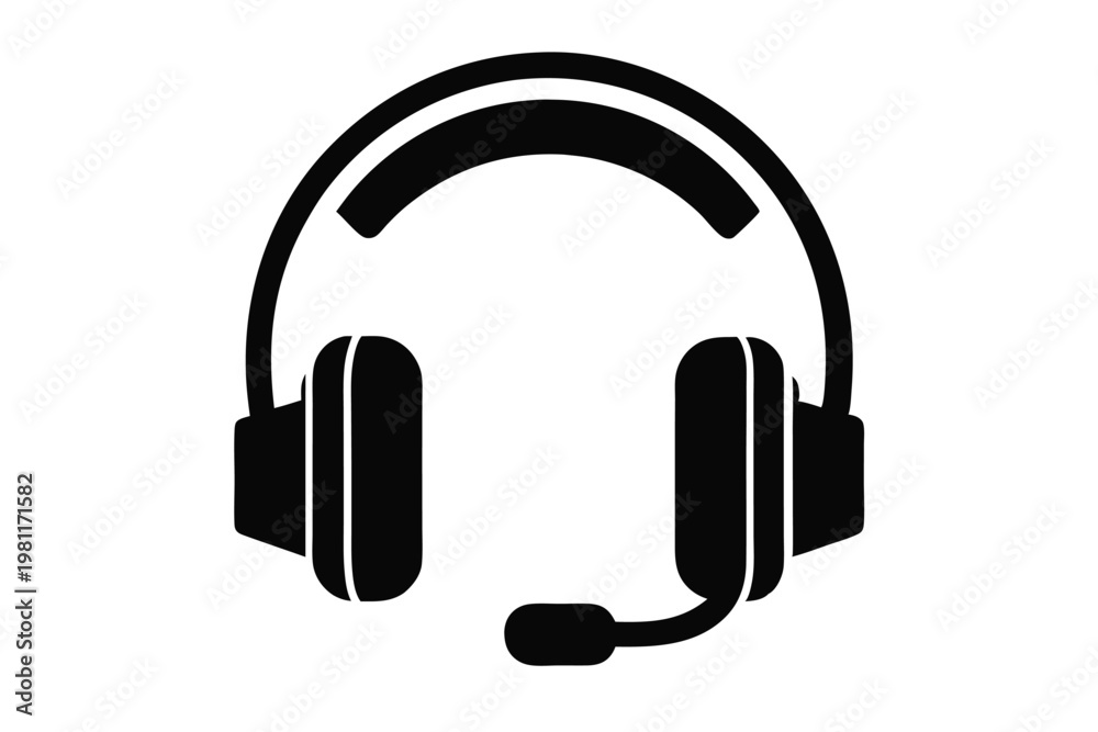 Fototapeta premium headset silhouette line art vector illustration