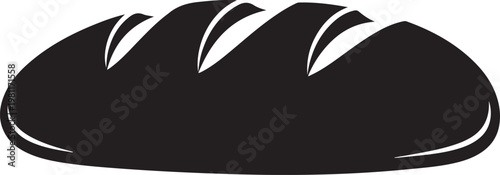 French bread, black icon, loaf illustration, baking symbol