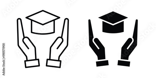 Education insurance icon clip art collection. Editable stroke icons