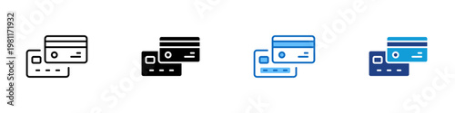 Card Stack Multiple Style Icon Design Vector - Multiple credit cards representing payment options, multi account management, and financial flexibility