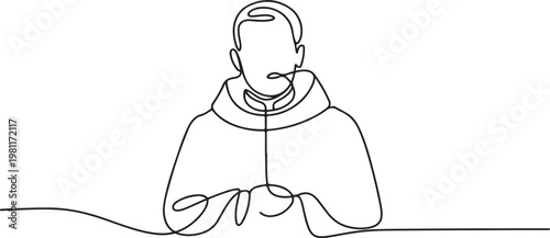 Priest, one line drawing vector illustration