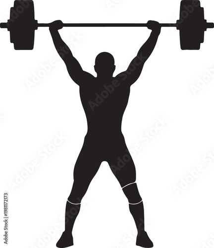 Weightlifter, athlete silhouette, fitness icon, gym graphic, workout vector