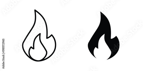 Fire flame icon clip art collection. Editable stroke icons