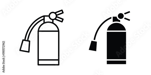 Fire extinguisher icon clip art collection. Editable stroke icons