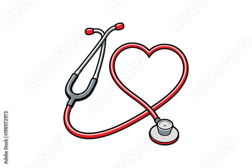 Stethoscope forming a heart shape symbolizing healthcare and love Vector
