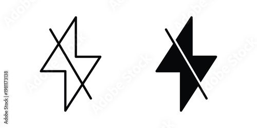 Flash off icon clip art collection. Editable stroke icons
