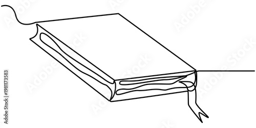 book continuous one line drawing, Education in school and library studying in simple linear style, Writing draft business in Editable stroke, outline vector illustration. 