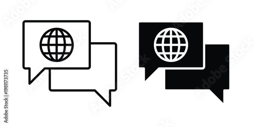 Global dialog icon clip art collection. Editable stroke icons