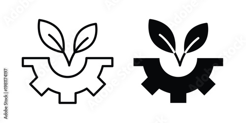 Green technology icon clip art collection. Editable stroke icons