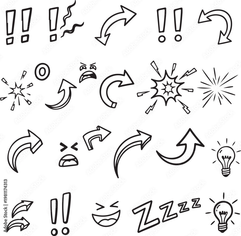 Fototapeta premium Collection of various comic style emoticon and reaction symbols