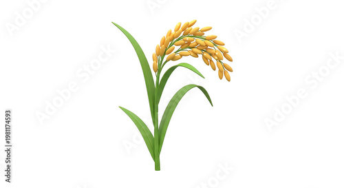 Golden Wheat Plant with Grain Ears.