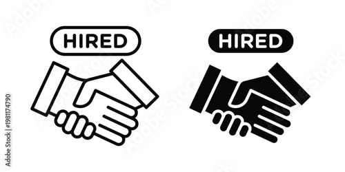 Hired icon clip art collection. Editable stroke icons