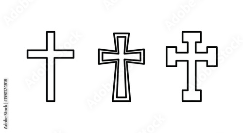 Three black crosses in a row simple graphic design silhouette