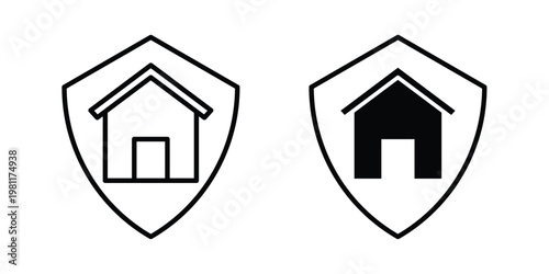 House insurance icon clip art collection. Editable stroke icons