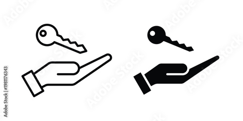 Key handover icon clip art collection. Editable stroke icons