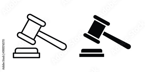 Law icon clip art collection. Editable stroke icons