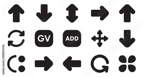 Arrow icons set vector collection black simple graphic elements symbols.