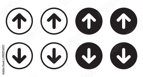 Universal up and down arrow buttons for navigation and vertical scrolling interface design.