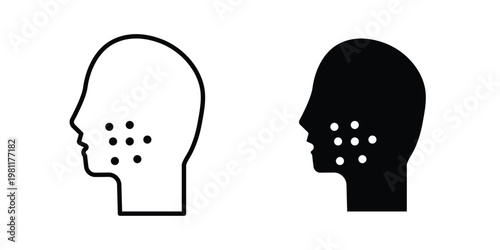 Man acne on face icon clip art collection. Editable stroke icons