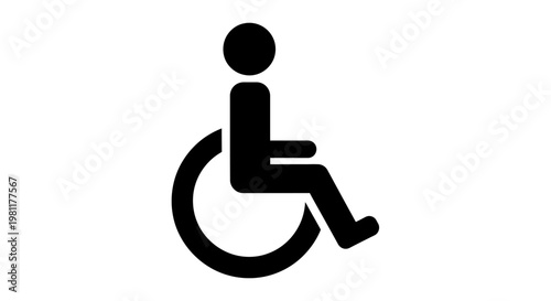 Black silhouette of a person seated in a wheelchair, representing the international symbol for accessibility and disability access.