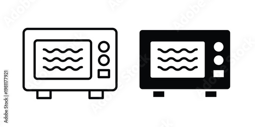 Microwave oven icon clip art collection. Editable stroke icons