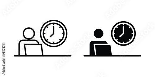 Office hours icon clip art collection. Editable stroke icons
