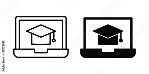 Online education icon clip art collection. Editable stroke icons