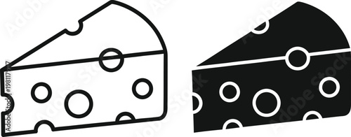 Two simple graphic representations of Swiss cheese slices with holes isolated on white