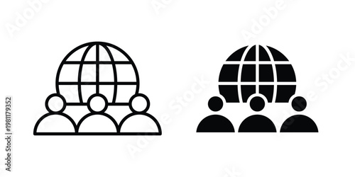 Outsourcing icon clip art collection. Editable stroke icons
