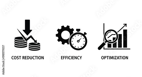 Business concepts with cost reduction efficiency and optimization silhouette