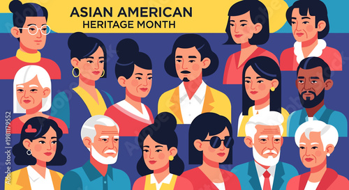 Diverse group portraits illustration people faces ethnicity community vector graphic