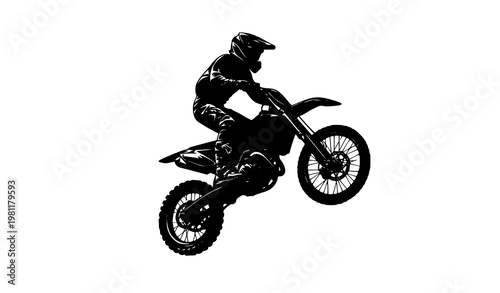 Motocross rider silhouette dirt bike jump extreme sport vector illustration