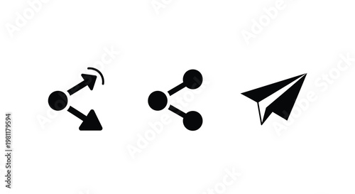 Minimalist icons depict sharing and communication as a dark silhouette