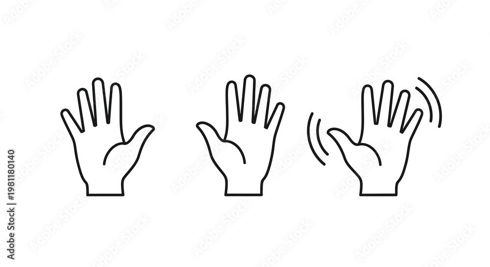 Obraz premium Three hands displaying different gestures a striking black silhouette