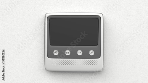 Modern video intercom with blank display on a white wall