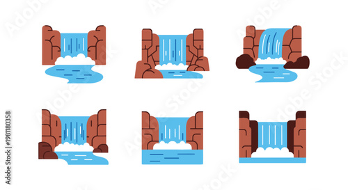 River Cascade Line art vector modern abstract design