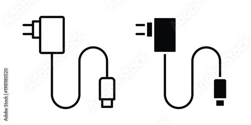 Photos Phone charger icon clip art collection. Editable stroke icons
