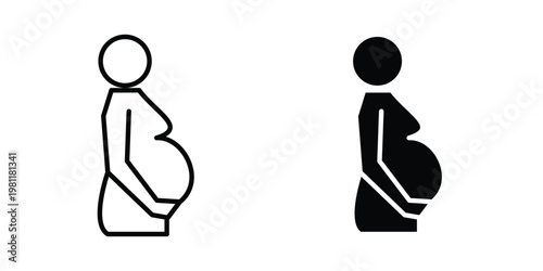 Pregnancy icon clip art collection. Editable stroke icons