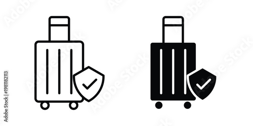 Protection of baggage icon clip art collection. Editable stroke icons