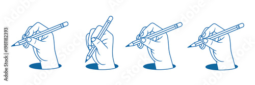 Illustrated Hand Holding Pencil Drawing Step by Step Process