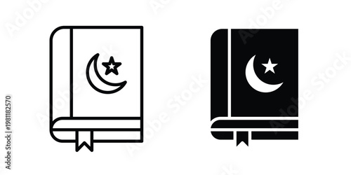 Quran book icon clip art collection. Editable stroke icons