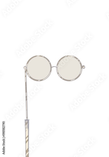 Photos A stylish pair of round vintage-inspired lorgnette sunglasses isolated on a clean white background