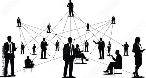 Abstract network of people illustrating connections collaboration and communication in a modern business environment